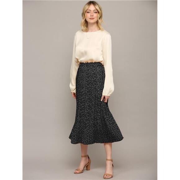 Womens High Waist Midi Swing Skirt with Pockets Black - Picture 5 of 5